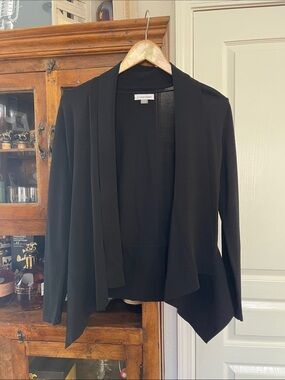 Calvin Klein Women's Black Draped Open-Front Blazer